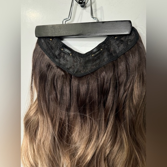 24 In One Piece  U Shape Clip In Wavy Extensions Balayage hair Style - dark root - Picture 12 of 12